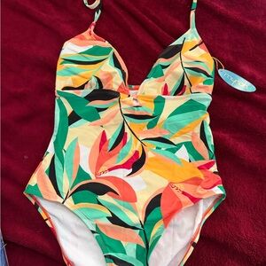 Tropical Leaf One-Piece Swimsuit - Multicolor
